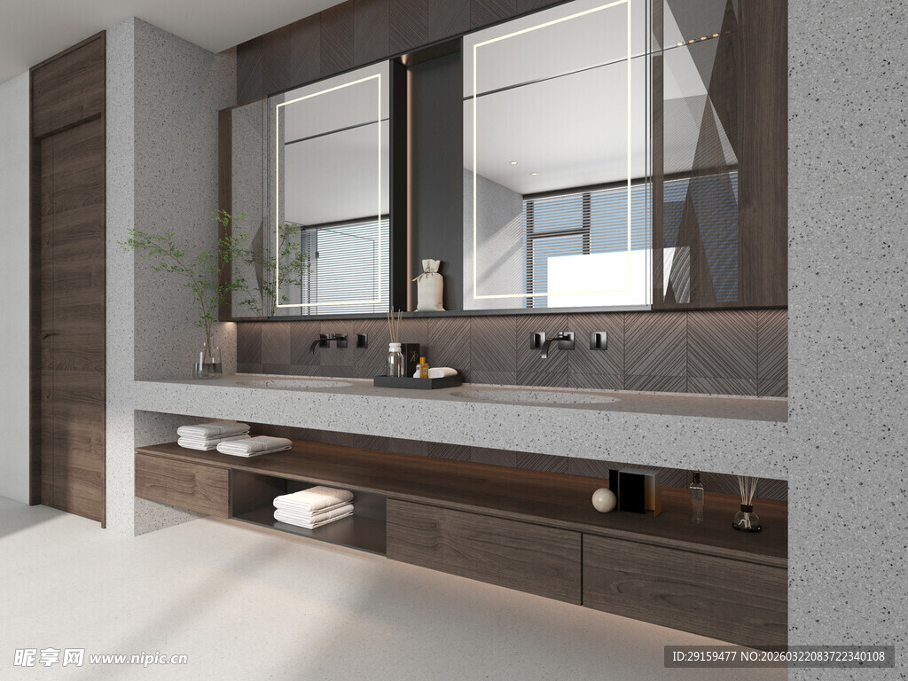 现代简约风格双洗手台设计