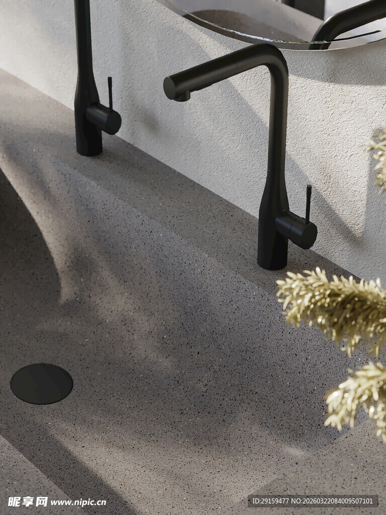 现代洗手台旁的精致装饰