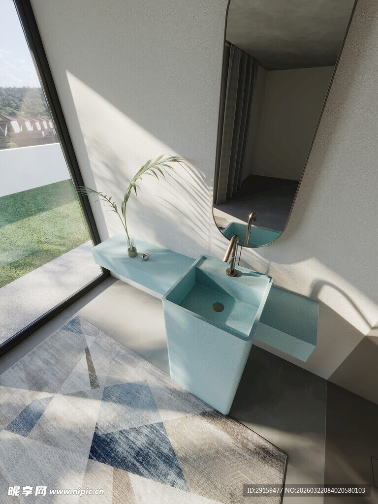 简约玻璃茶几室内一角