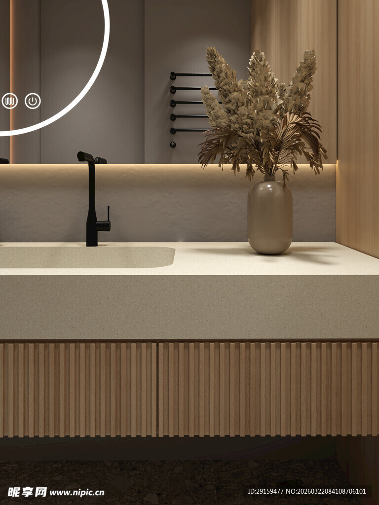 现代简约风浴室洗手台设计