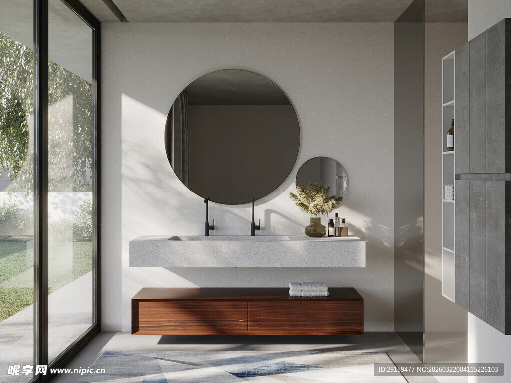 现代简约风浴室洗手台设计