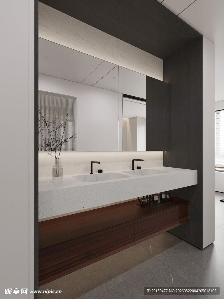 现代简约风格双台盆浴室