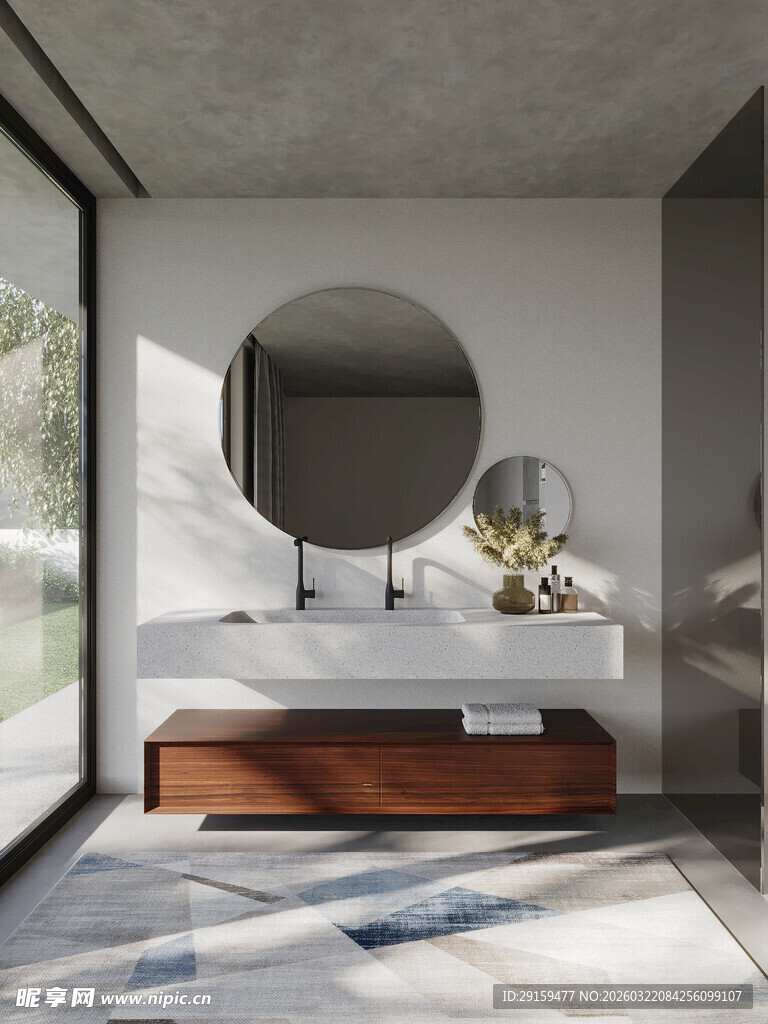 现代简约风浴室洗手台设计