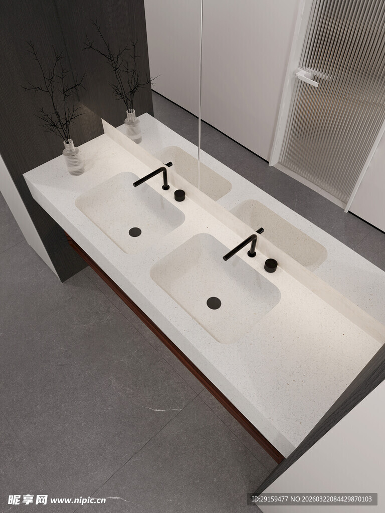 现代双槽洗手台设计