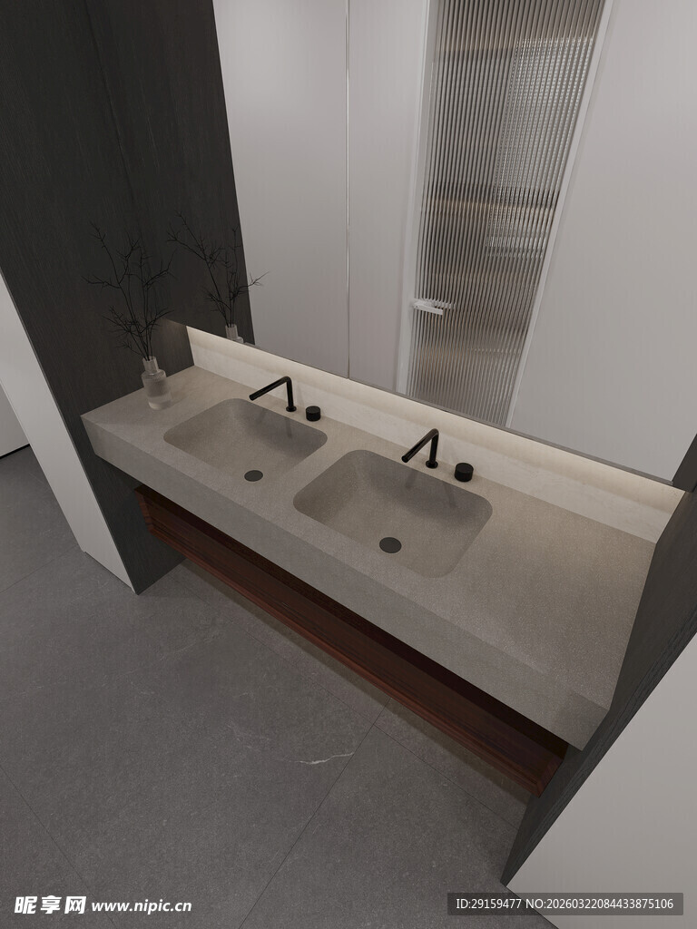 现代双水槽洗手台设计