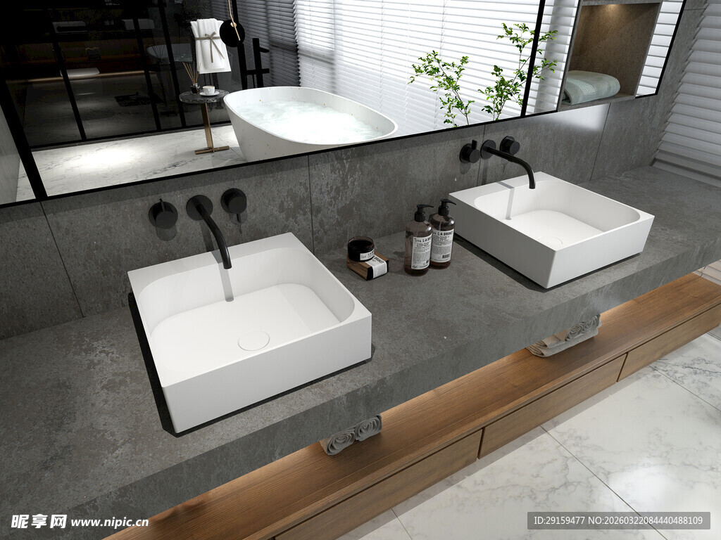 现代简约风格双洗手台