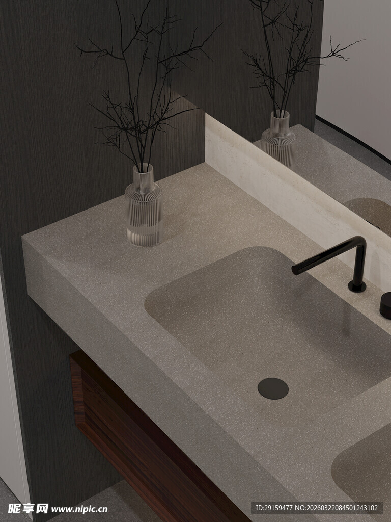 现代风格双盆洗手台设计