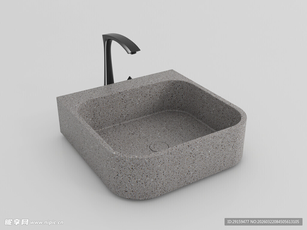 灰色方形洗手盆设计图