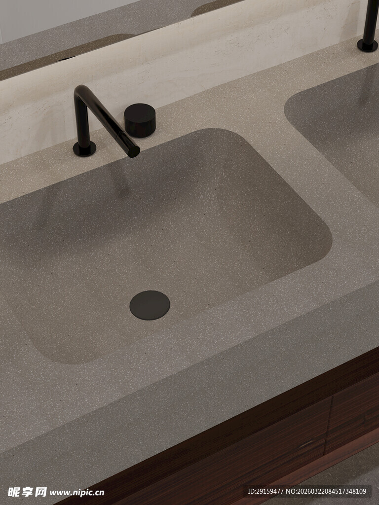 双槽水泥洗手盆设计