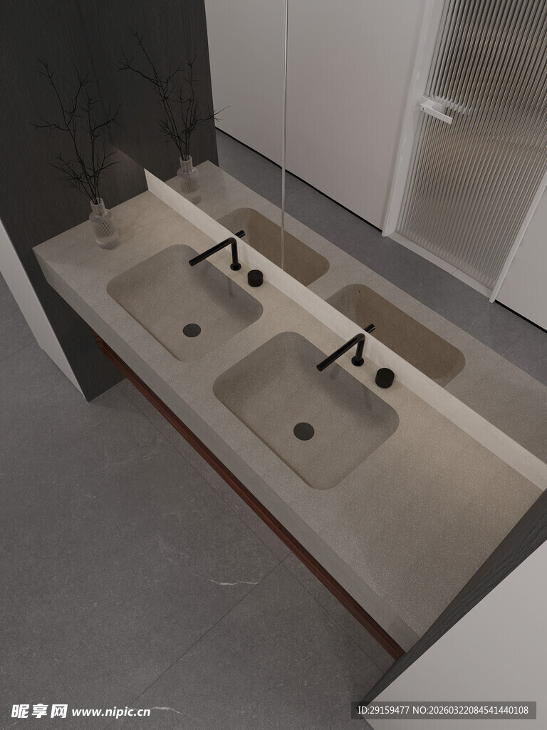 现代双水槽洗手台设计