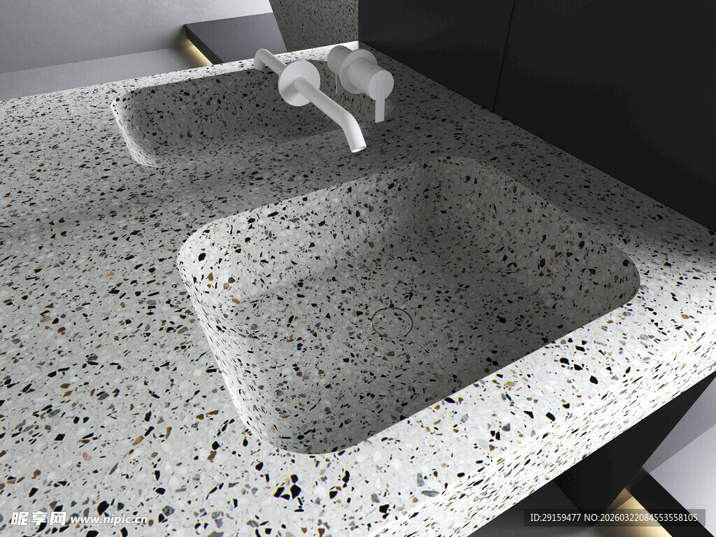 现代风格双槽石英石洗手台