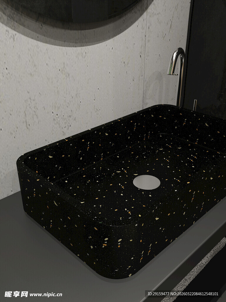 黑色斑点方形洗手盆