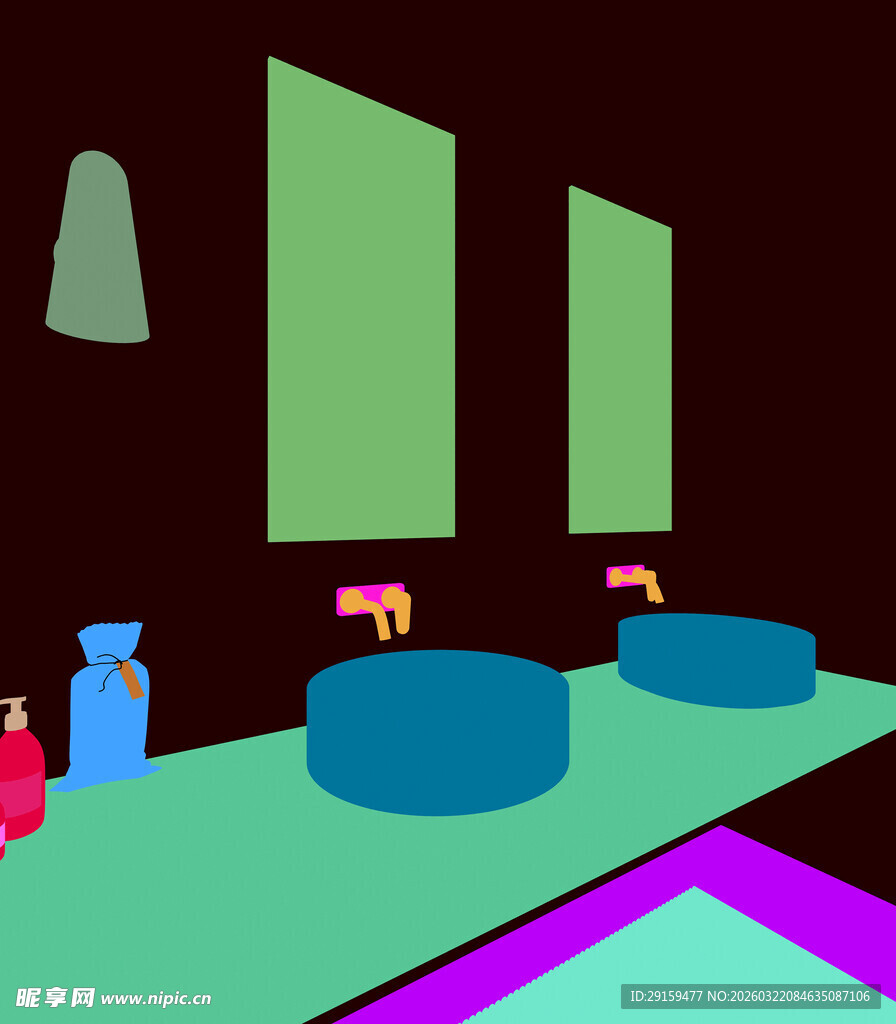 卡通风格浴室场景