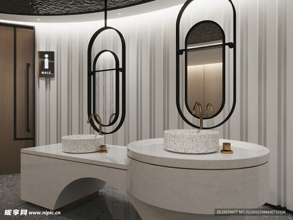 现代简约风双洗手台浴室