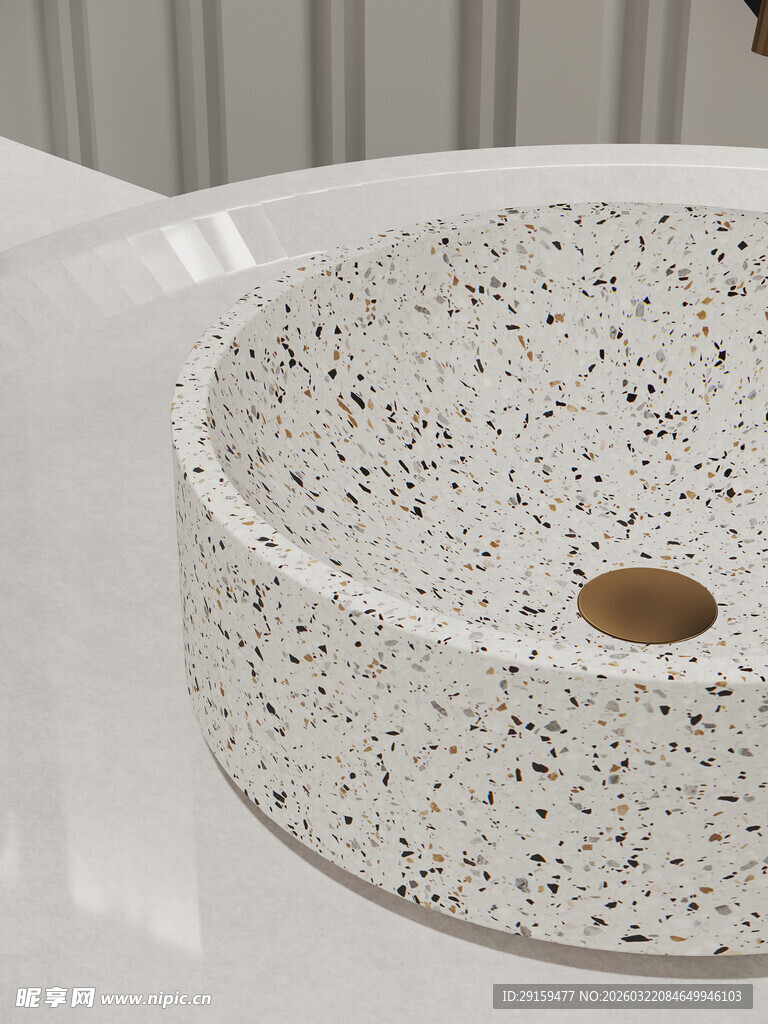 白色水磨石洗手盆