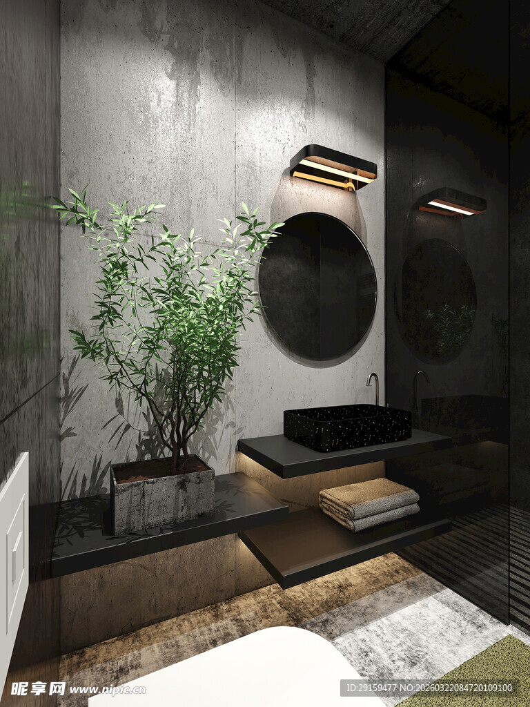 现代风浴室设计一角