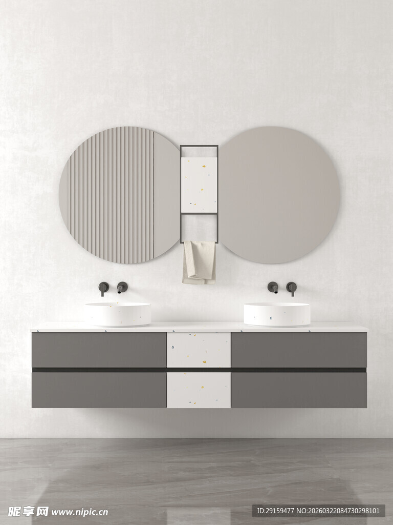 现代简约双盆浴室柜组合