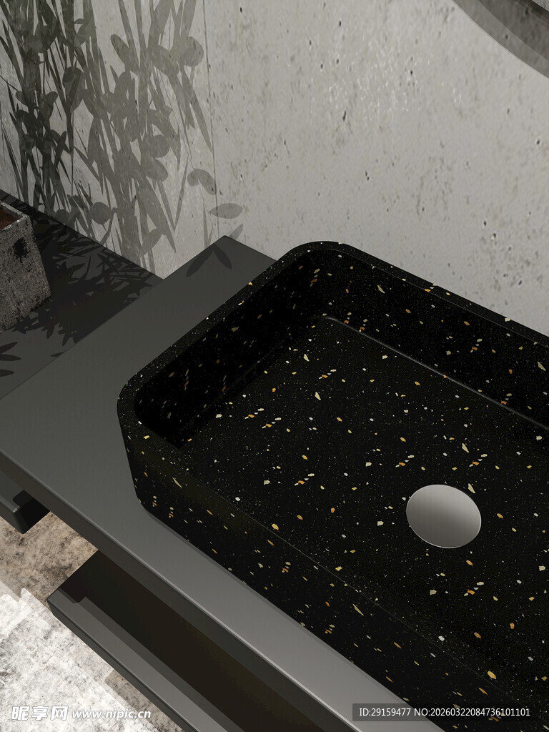 黑色斑点洗手盆设计图