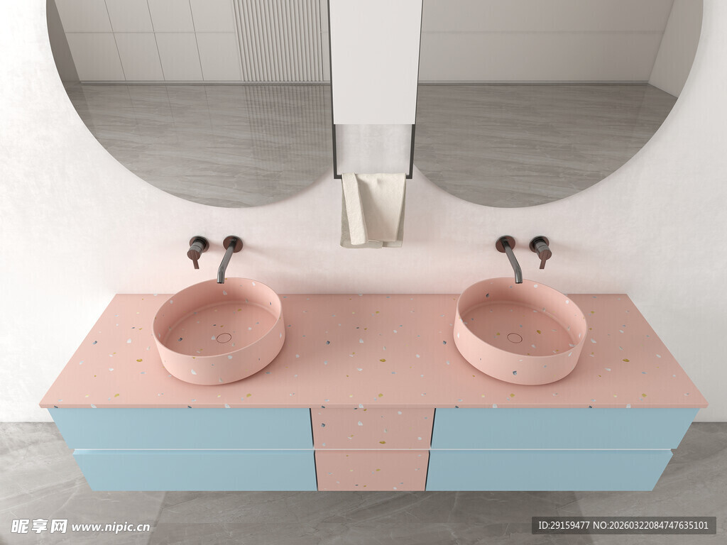 双盆洗手台的清新设计