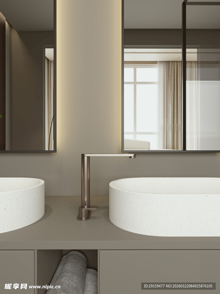 现代简约风格双盆洗手台