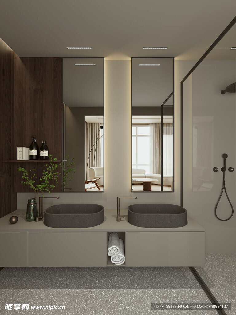 现代简约风格双台盆浴室