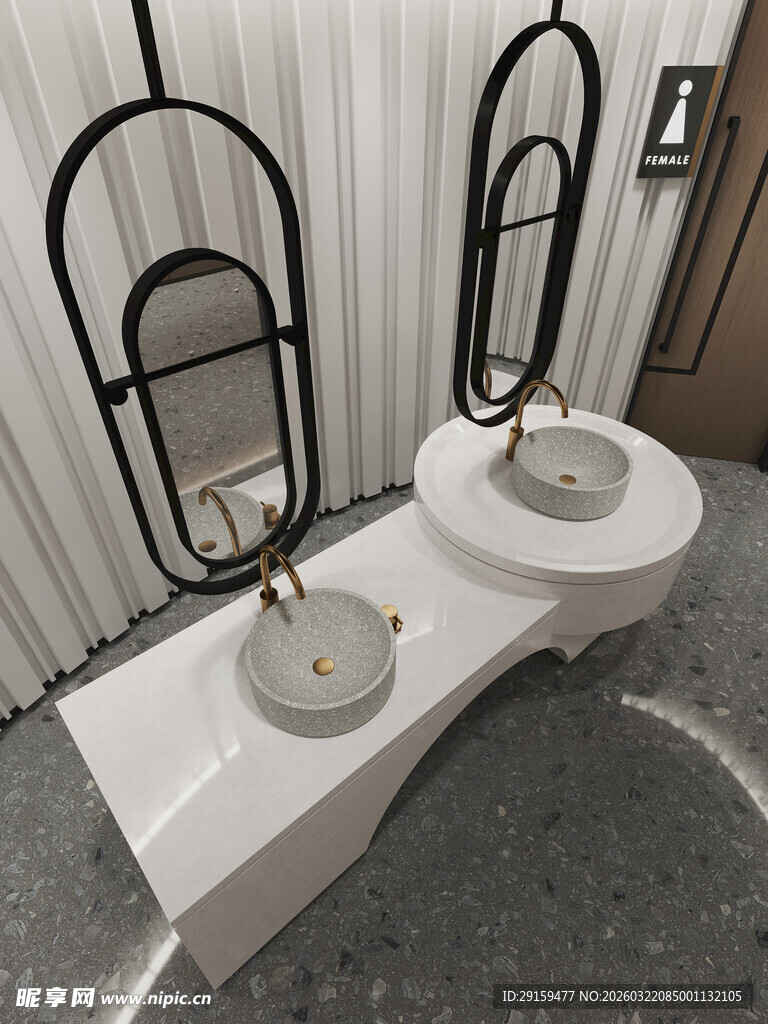 现代简约双盆洗手台设计