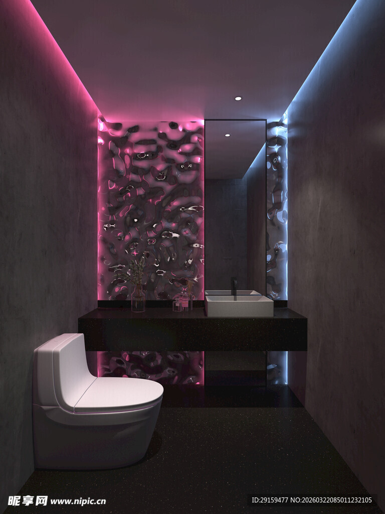 时尚炫酷的现代卫浴空间