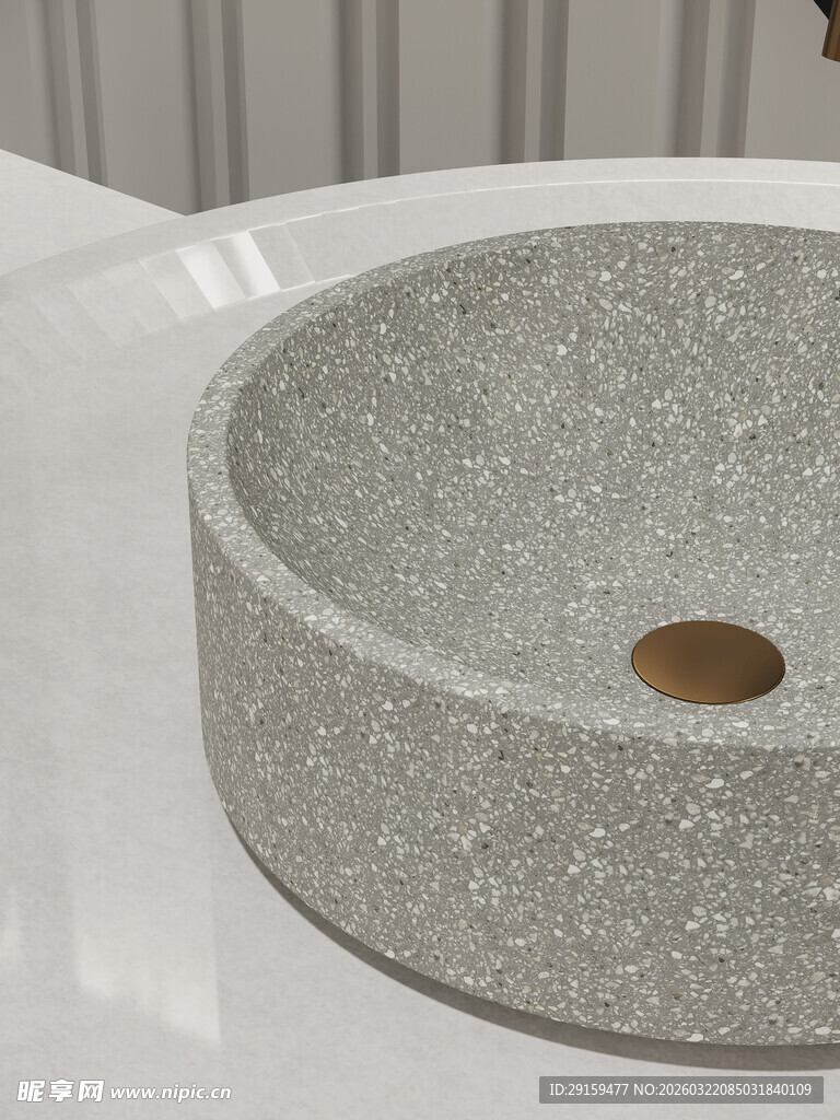 灰色水磨石洗手盆