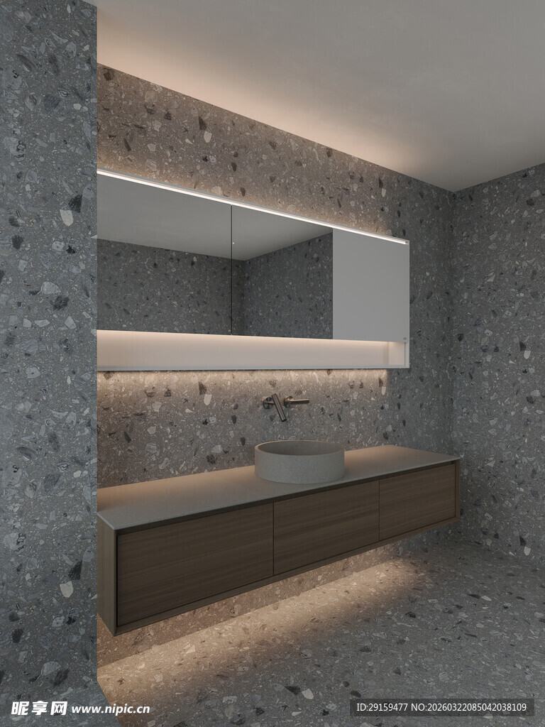 现代简约风浴室洗手台设计