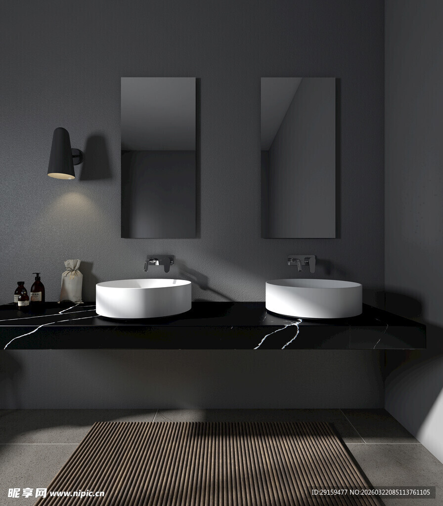 现代简约双洗手台浴室