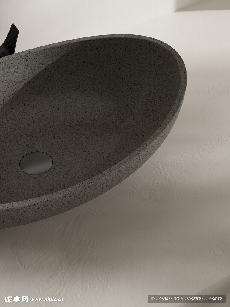 黑色陶瓷洗手盆特写