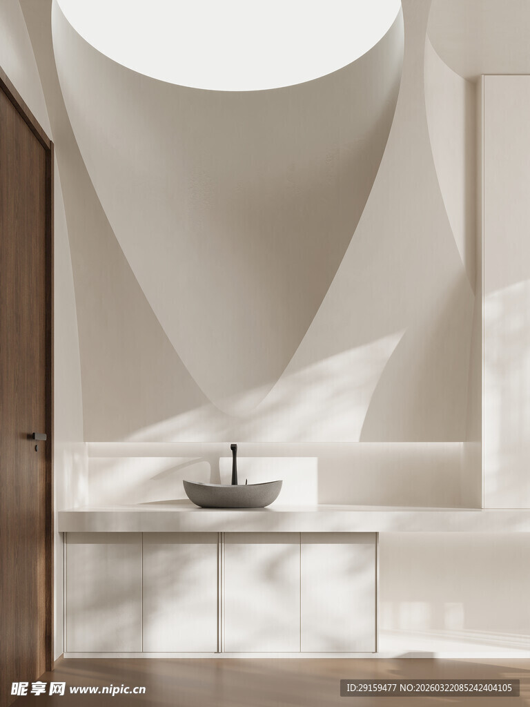 简约浴室天窗下洗手台设计