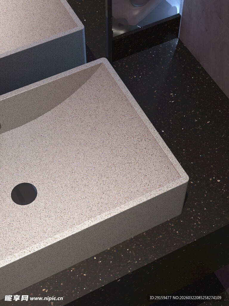 方形洗手盆特写