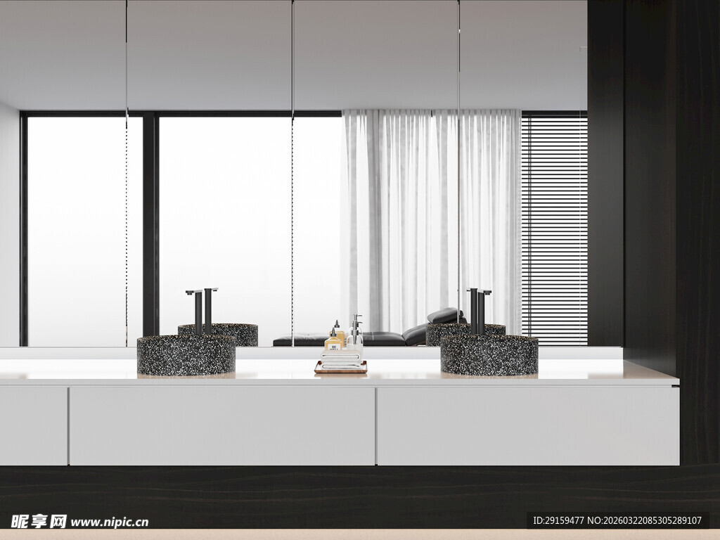 现代简约双台盆浴室设计