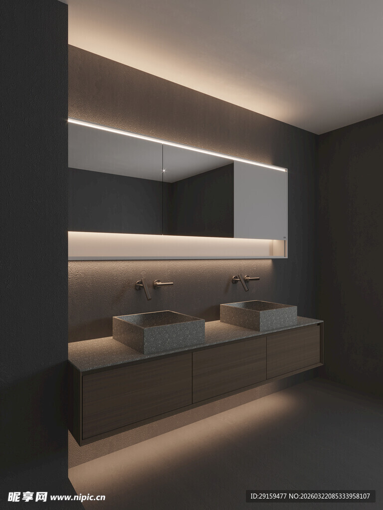 现代简约风格浴室双台盆