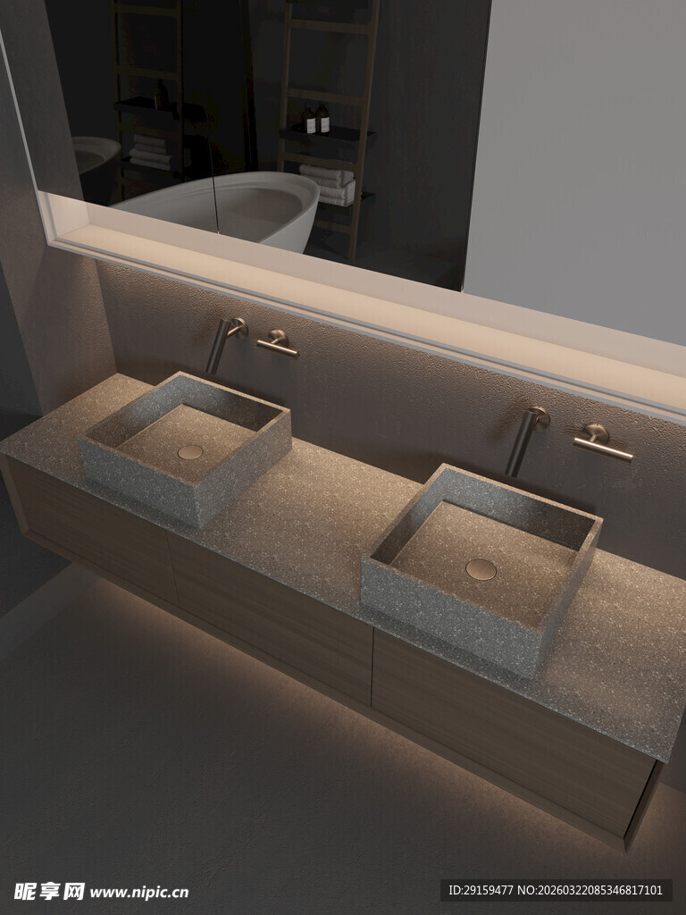 现代简约双洗手台设计