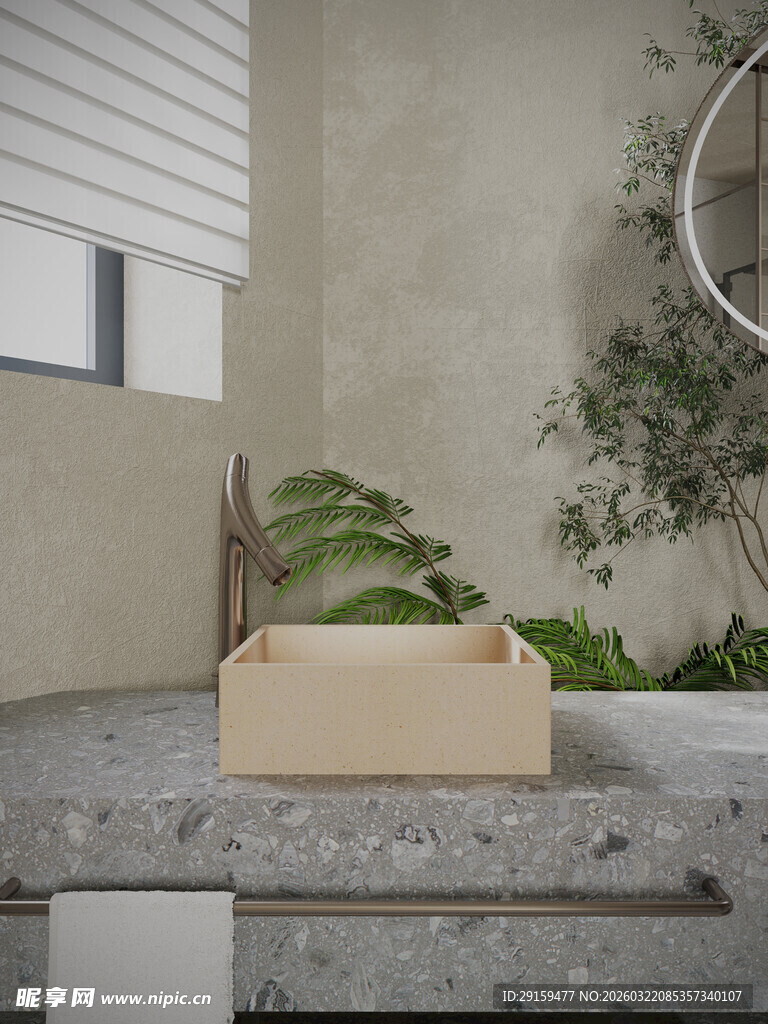 简约户外木质洗手台场景