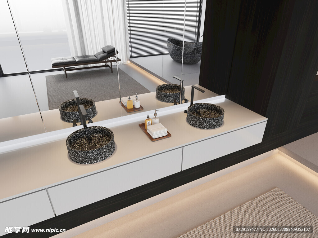 现代简约风双盆浴室柜