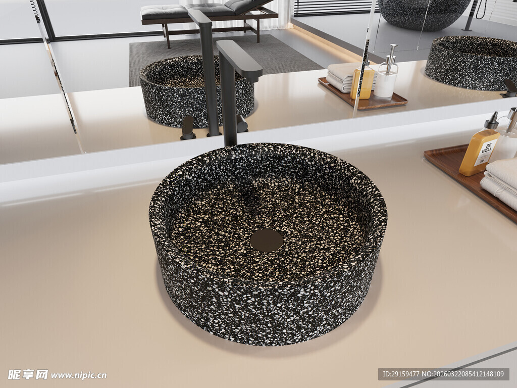 黑色颗粒置于圆形器皿中