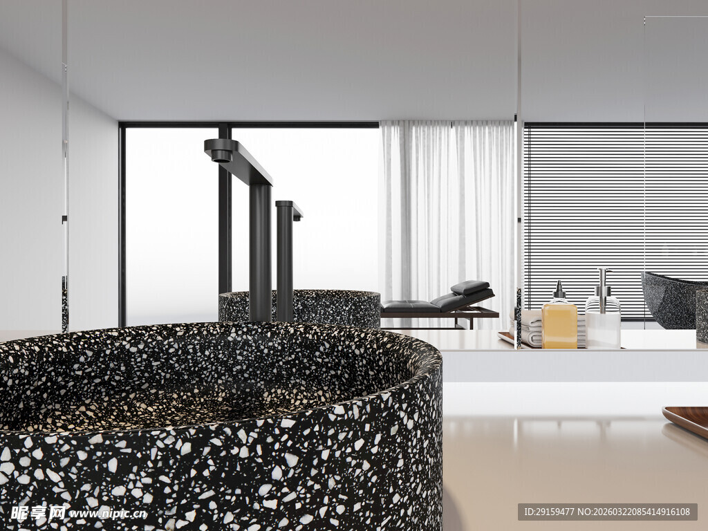 现代风格客厅浴缸场景