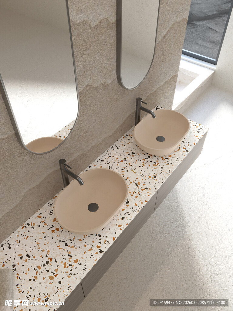 现代简约风双盆洗手台