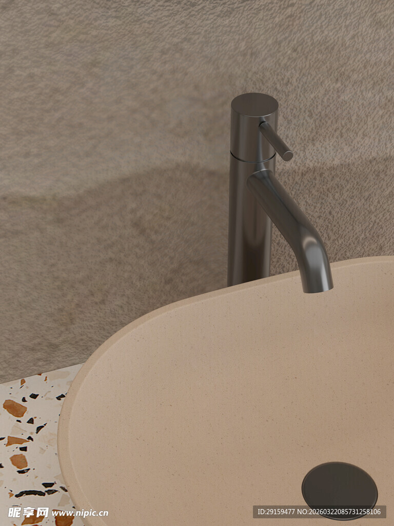 现代洗手盆与金属水龙头