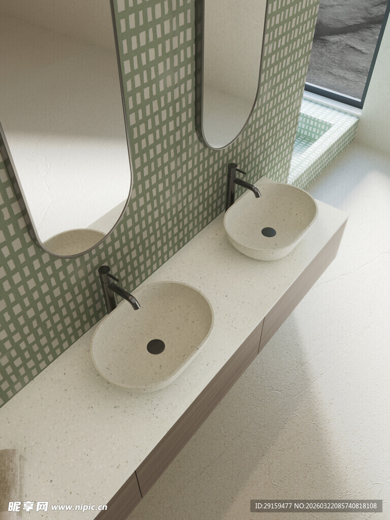 现代风格洗手台双盆设计