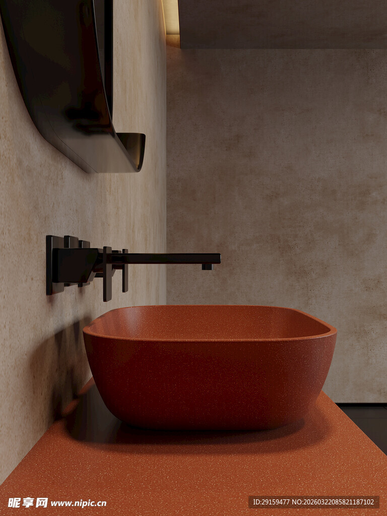 红色陶瓷洗手盆现代设计