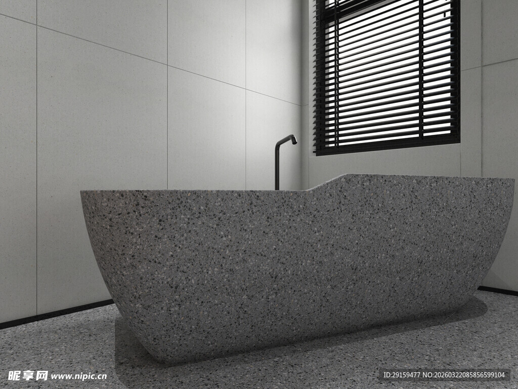 现代简约风灰色独立浴缸