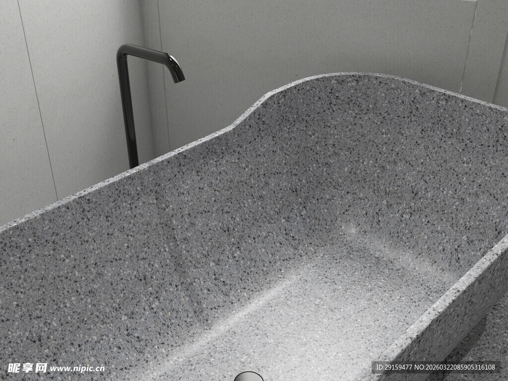灰色质感石材洗手盆特写