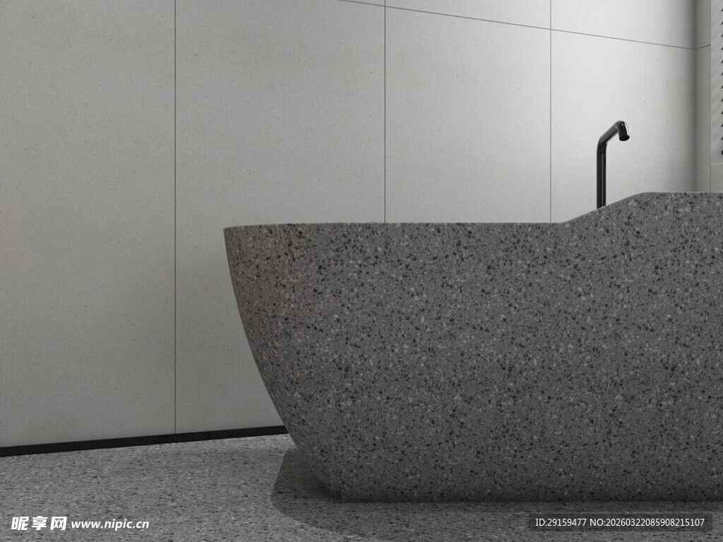 灰色质感独立式浴缸