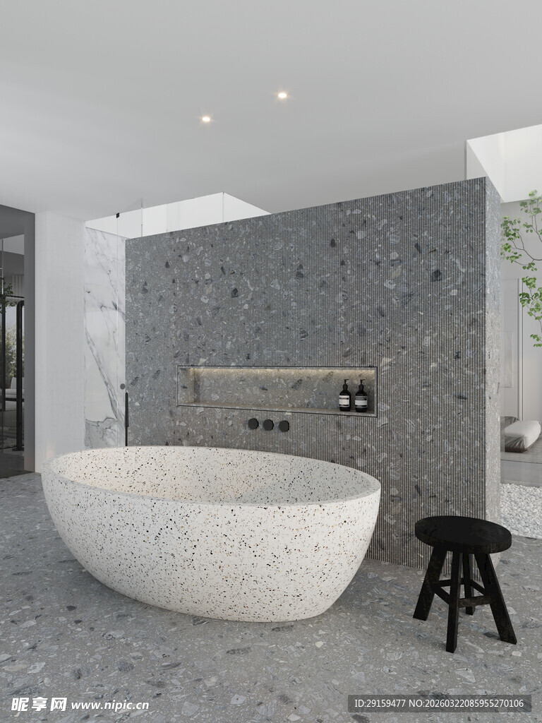 现代简约风浴室浴缸场景