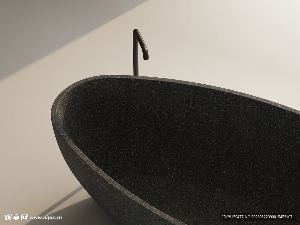黑色独立式浴缸设计展示