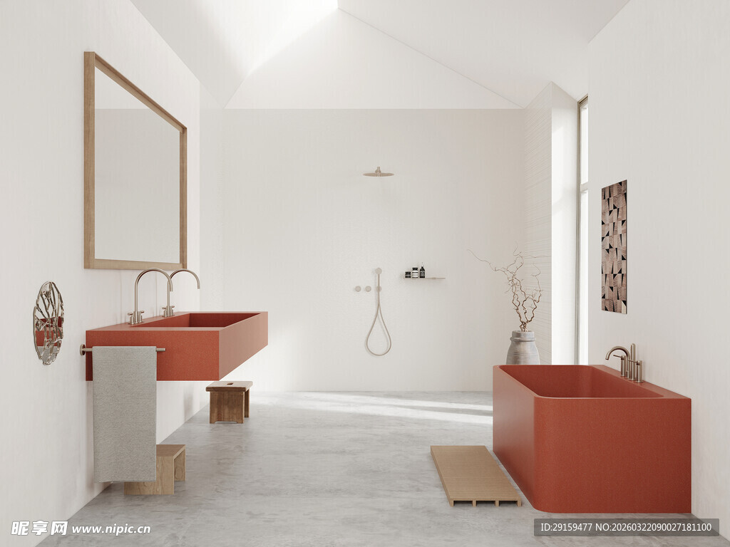 现代简约风红色卫浴空间